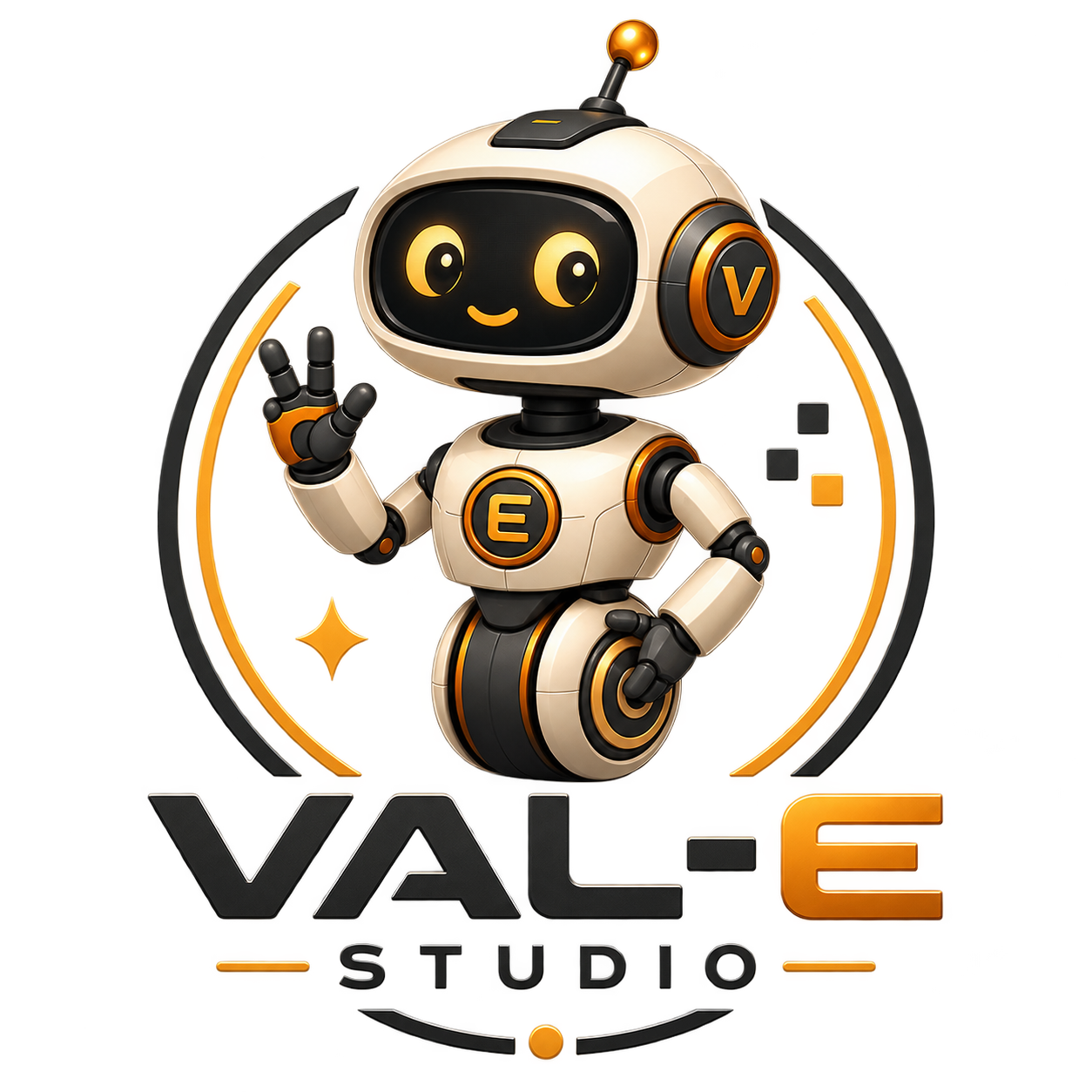 VAL-E Studio logo and robot mascot